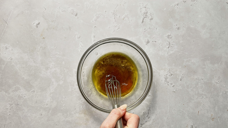 whisking glaze in bowl