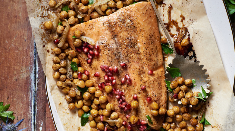 salmon on a serving platter