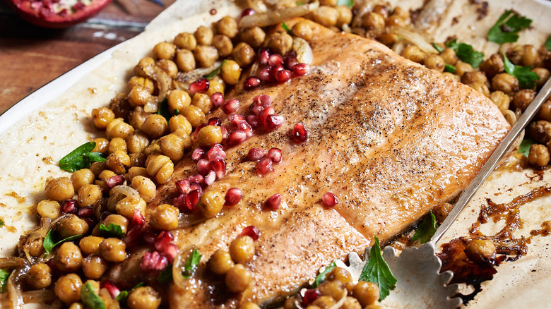 salmon on a serving platter