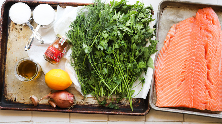 Ingredients for hot-smoked salmon