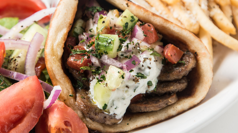 Greek Pork Gyro Pita Sandwiches Recipe :: The Meatwave