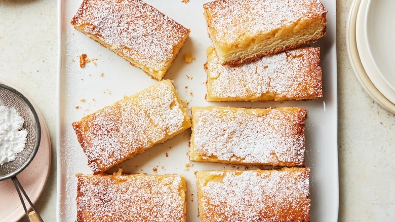 butter cake slices on tray