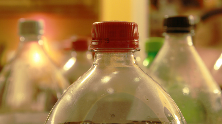 tops of soda bottles