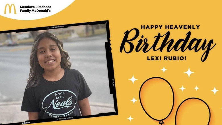 Lexi Rubio McDonald's birthday tribute