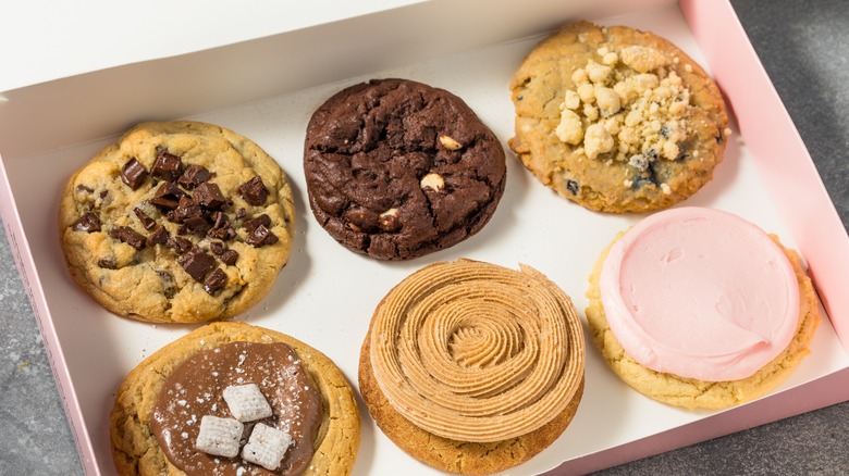 pink box filled with cookies