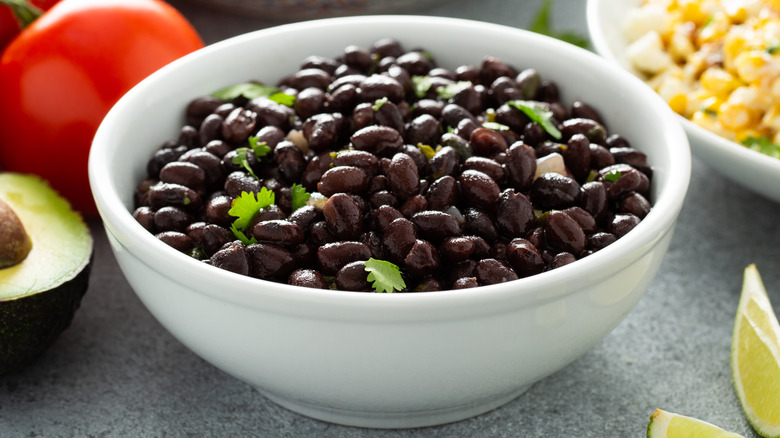 bowl of canned black beans