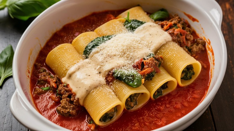 Cannelloni stuffed with meat