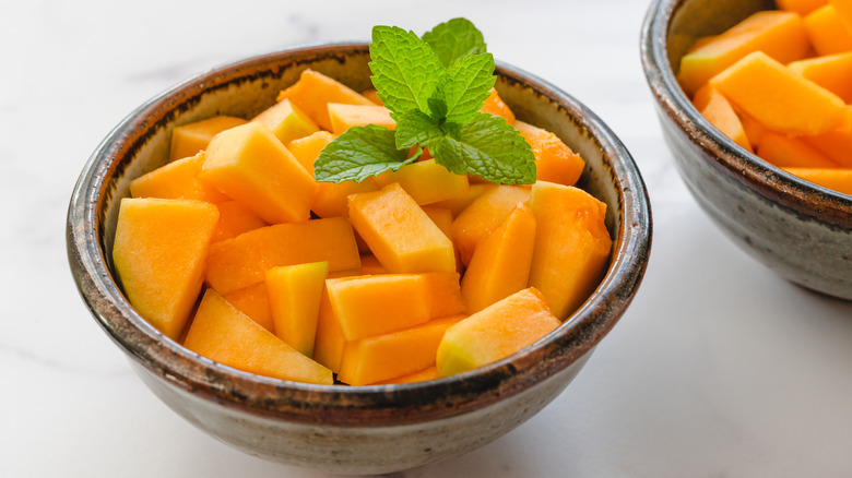 Bowl of cantaloupe cubes