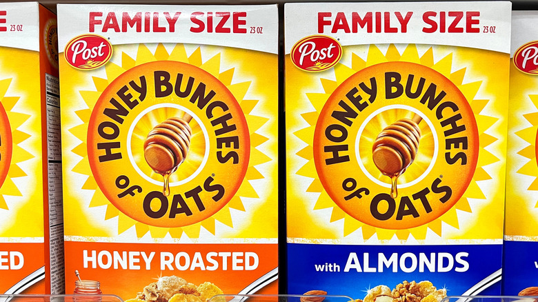 Boxes of family size Honey Bunches of Oats