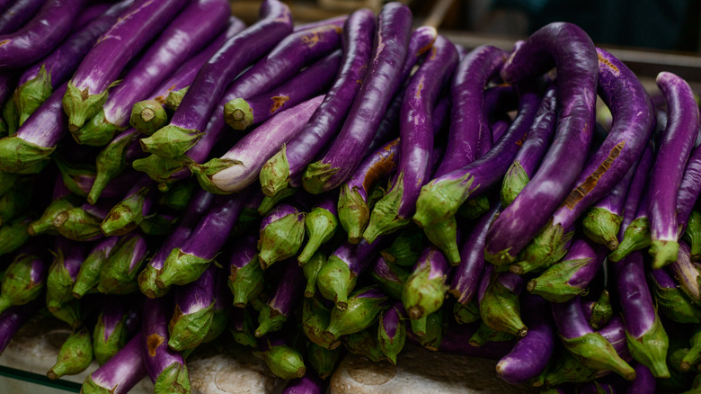 Chinese eggplants at store