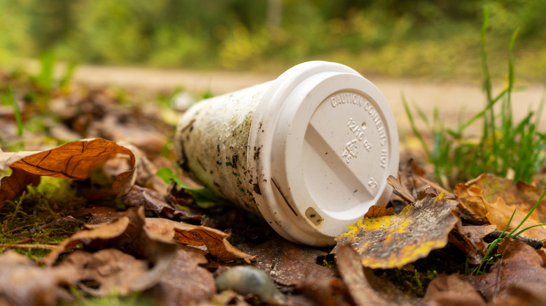 Coffee cup on ground