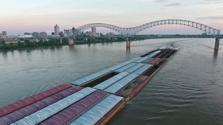 A barge on the Mississippi River