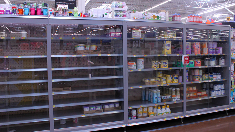 Empty cabinets of baby supplies