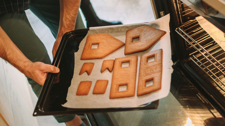 gingerbead house in oven