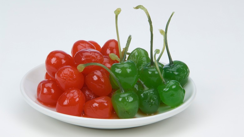 red and green maraschino cherries