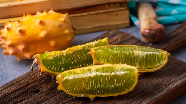 sliced kiwano melon