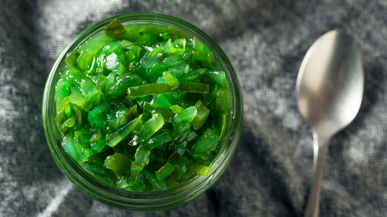 Bowl of relish and spoon