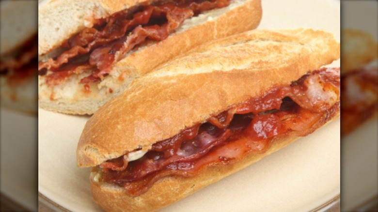 Bacon and baguette sandwich