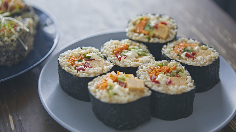 Sushi rolls on plate