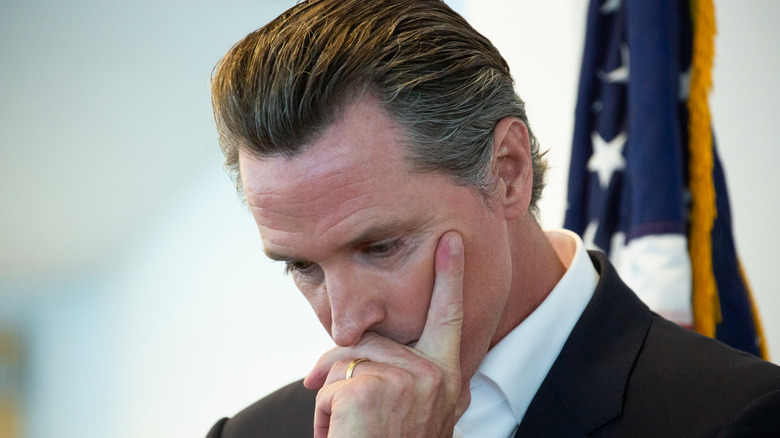 Gavin Newsom in thought