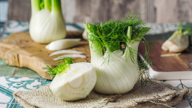 raw fennel bulbs cut and whole
