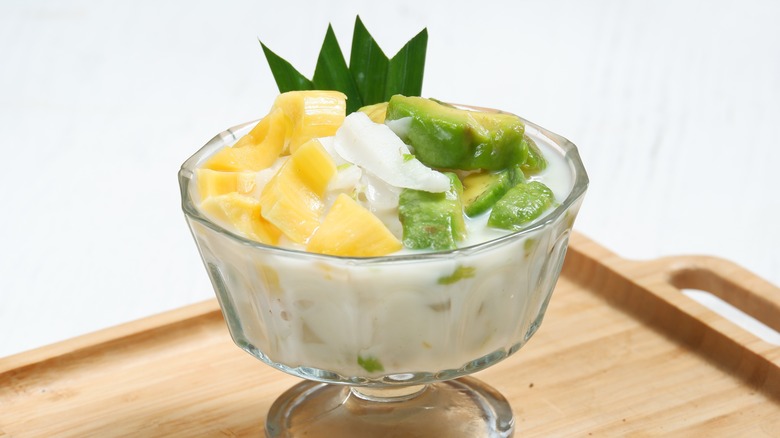 Avocado dessert prepared with condensed milk