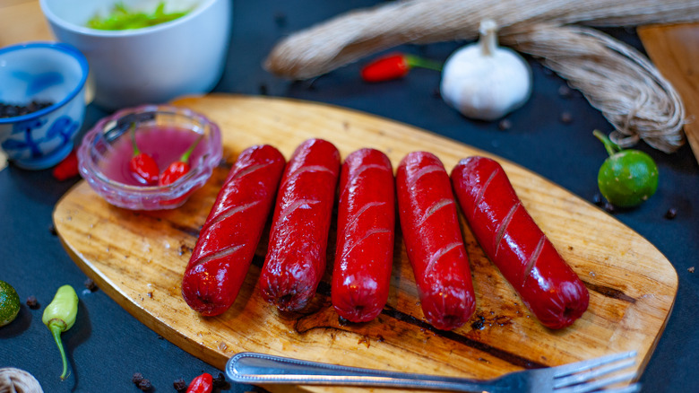 cooked hot dogs on platter