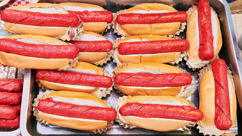 tray of Filipino hot dogs