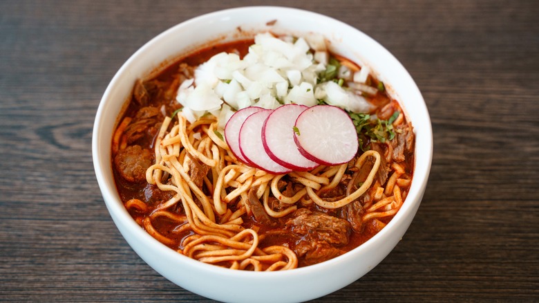 birria ramen in bowl