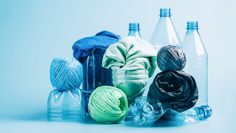 Plastic and fabric recycling blue