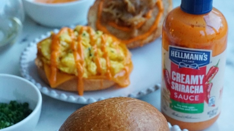 Hellmann's sriracha sauce egg sandwich