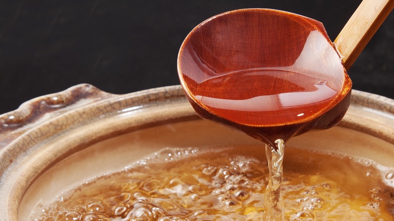 dashi soup and soup ladle