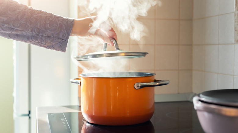 steam rising from a pot