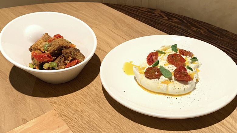 Roscioli panzanella and burrata plates