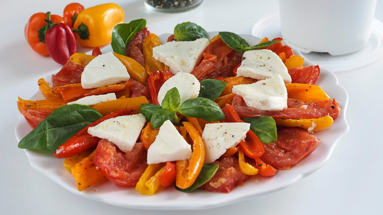 Caprese salad with roasted tomatoes