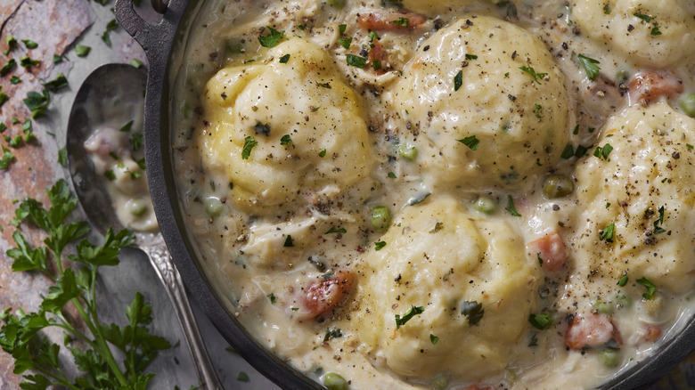 Chicken soup and dumplings