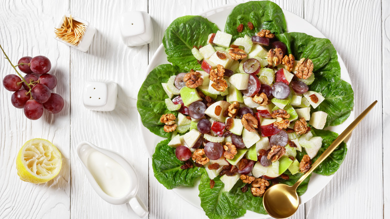 Waldorf salad with grapes and lemon