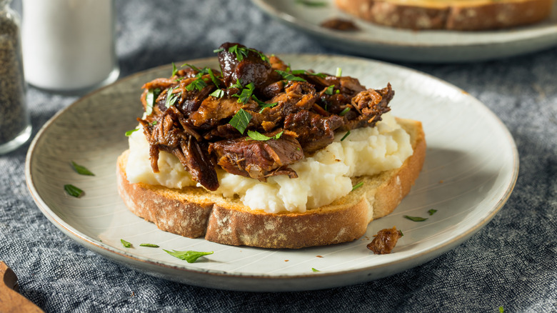 Indiana's roast beef Manhattan sandwich