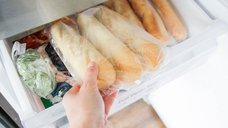 Baguettes in a freezer drawer