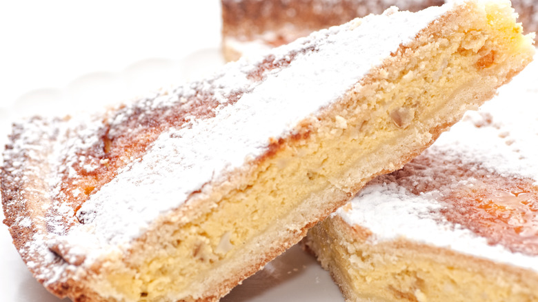 Ricotta cake slice on dish