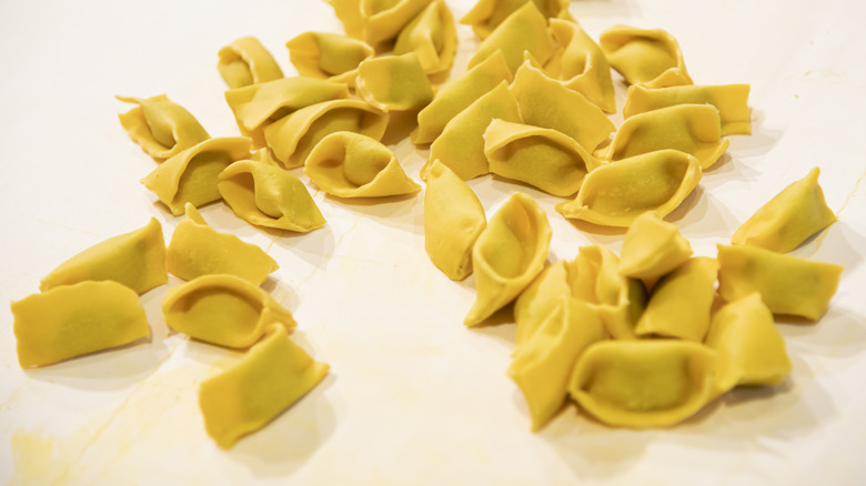 Close up on fresh agnolotti