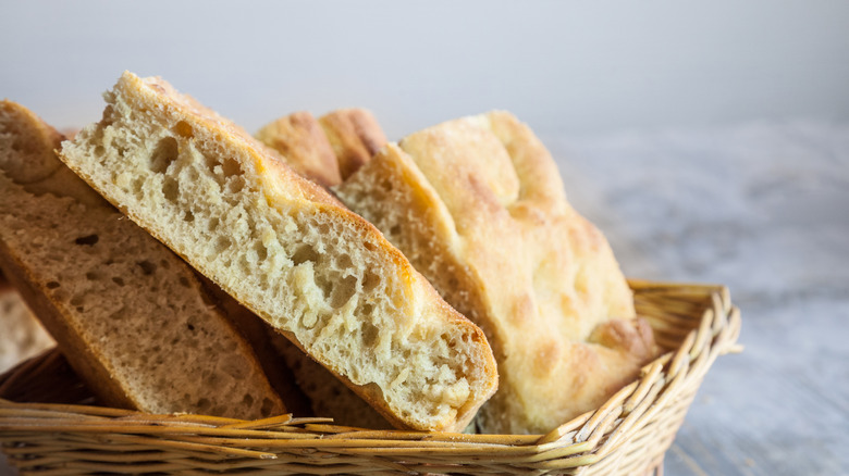 Basket of focaccia genovese 