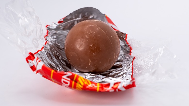 Lindor chocolate truffle unwrapped