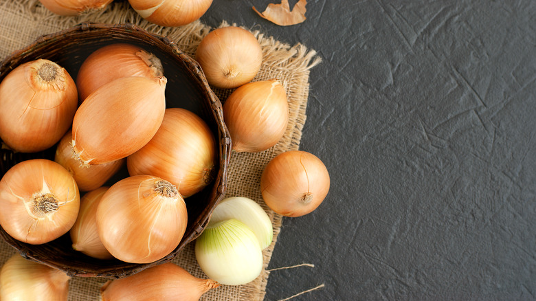 Onions in a basket