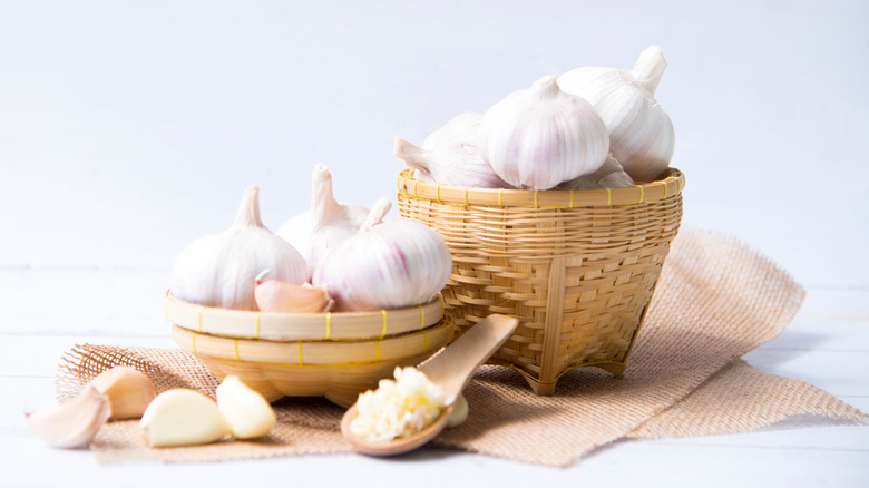 Garlic in basket