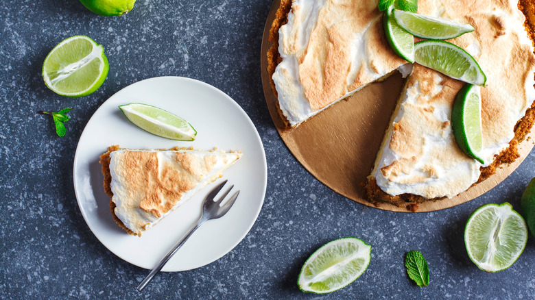 Slice of Key lime pie.