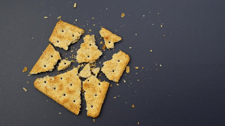 broken cracker on a counter