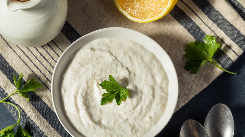 Horseradish sauce in bowl