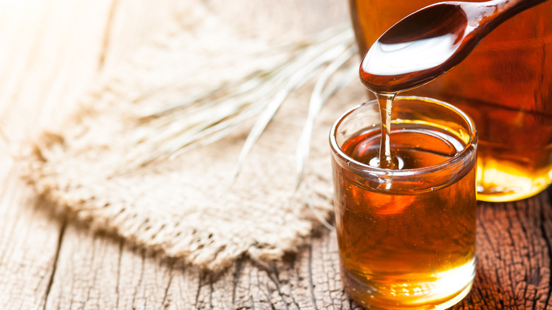 Maple syrup in glass jar