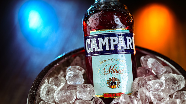 Bottle of Campari on ice